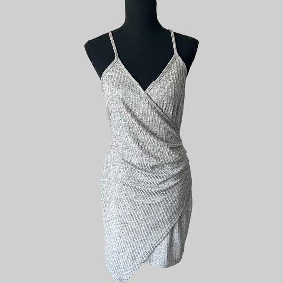 Papaya Metallic Glitter  Knitted Ribbed Midi Straps Dress Made in USA - Picture 1 of 14